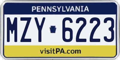 PA license plate MZY6223