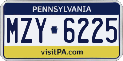 PA license plate MZY6225