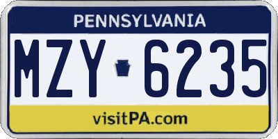 PA license plate MZY6235