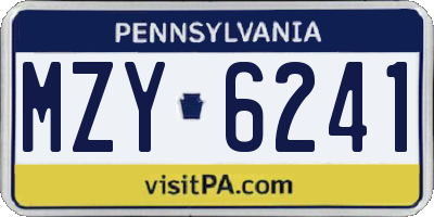 PA license plate MZY6241