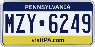 PA license plate MZY6249