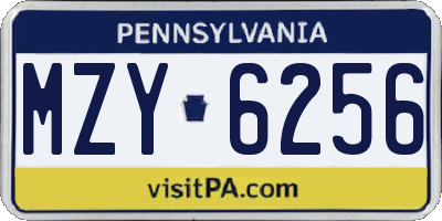PA license plate MZY6256