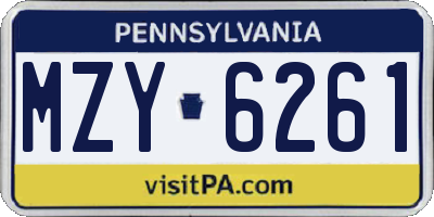 PA license plate MZY6261