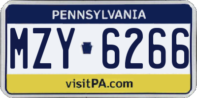 PA license plate MZY6266