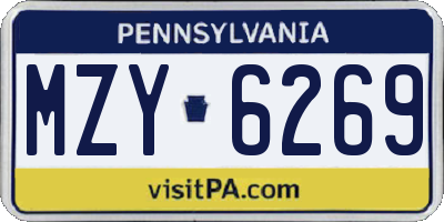 PA license plate MZY6269