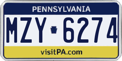 PA license plate MZY6274