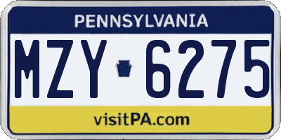 PA license plate MZY6275