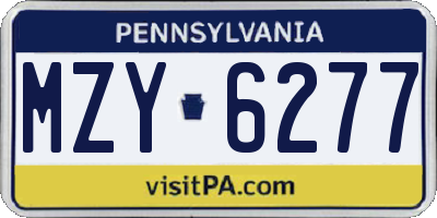 PA license plate MZY6277