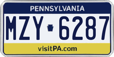 PA license plate MZY6287