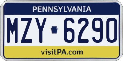 PA license plate MZY6290