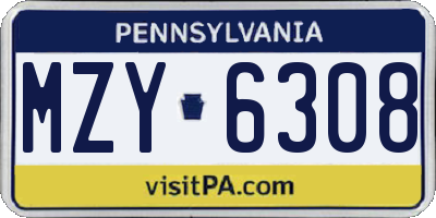 PA license plate MZY6308