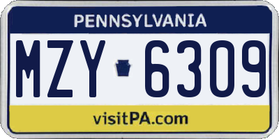 PA license plate MZY6309