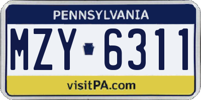 PA license plate MZY6311