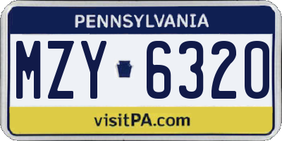 PA license plate MZY6320