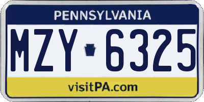 PA license plate MZY6325