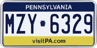 PA license plate MZY6329