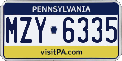 PA license plate MZY6335