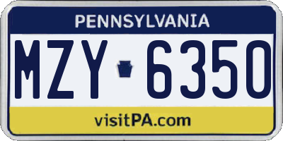 PA license plate MZY6350
