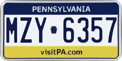 PA license plate MZY6357