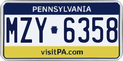 PA license plate MZY6358