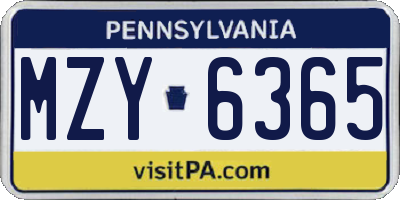 PA license plate MZY6365