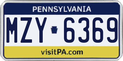 PA license plate MZY6369