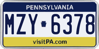 PA license plate MZY6378