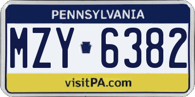 PA license plate MZY6382