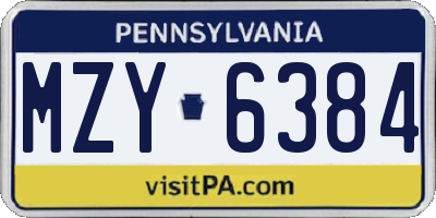 PA license plate MZY6384