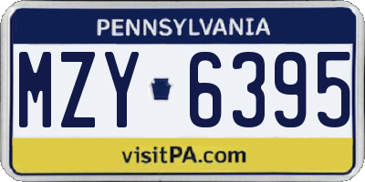 PA license plate MZY6395