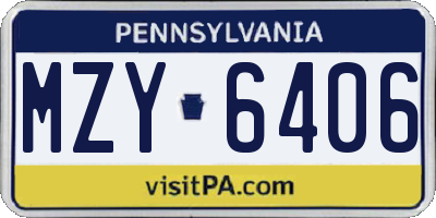 PA license plate MZY6406