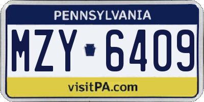 PA license plate MZY6409