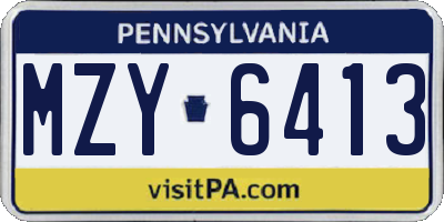 PA license plate MZY6413