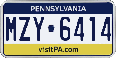 PA license plate MZY6414