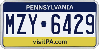 PA license plate MZY6429