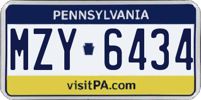 PA license plate MZY6434