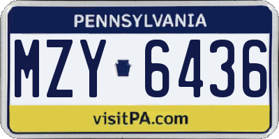 PA license plate MZY6436