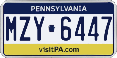 PA license plate MZY6447