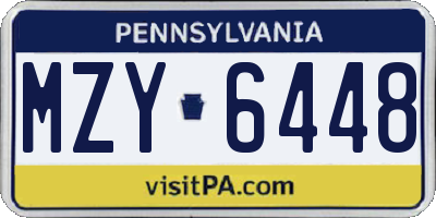 PA license plate MZY6448