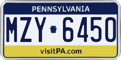PA license plate MZY6450