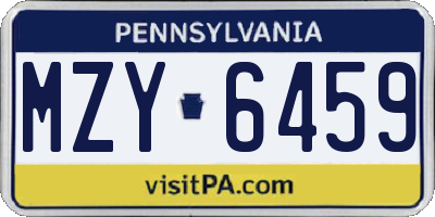 PA license plate MZY6459