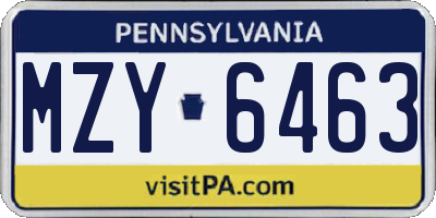 PA license plate MZY6463