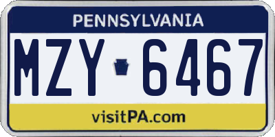 PA license plate MZY6467