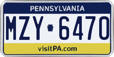 PA license plate MZY6470