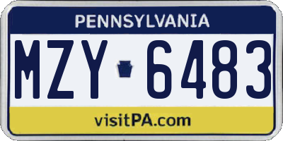 PA license plate MZY6483
