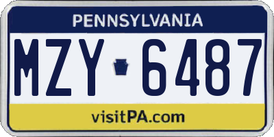 PA license plate MZY6487