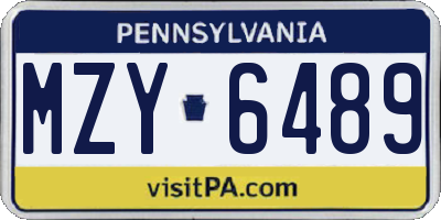 PA license plate MZY6489