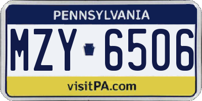 PA license plate MZY6506