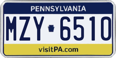 PA license plate MZY6510
