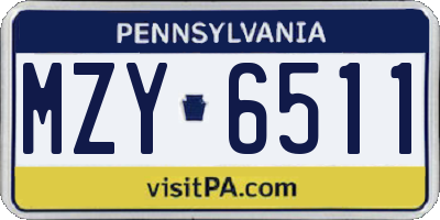 PA license plate MZY6511
